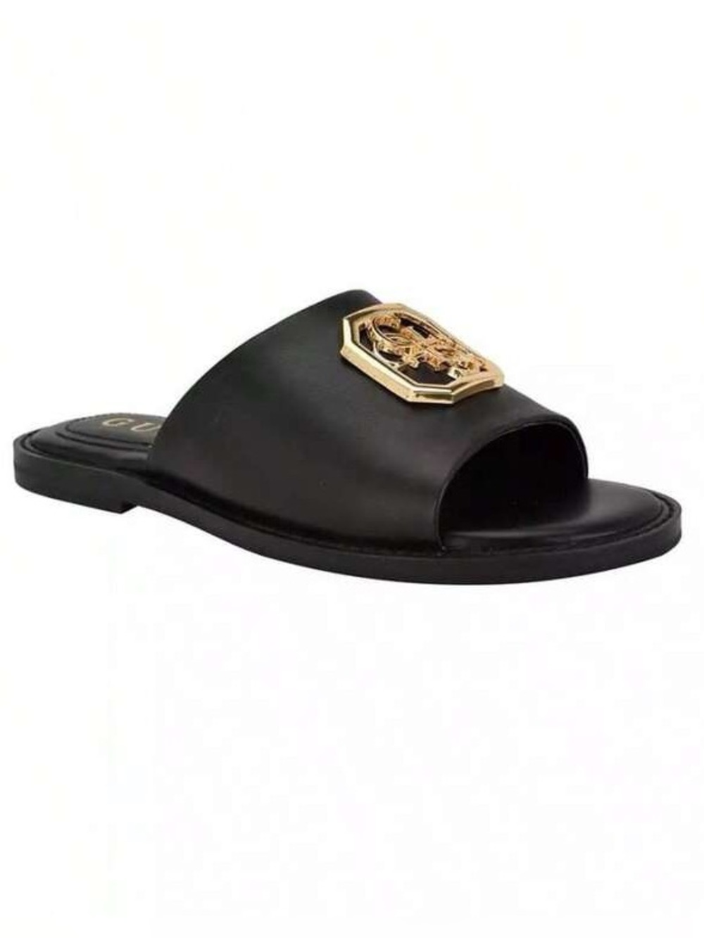 ♥️♥️Guess Women’s Graysie Quattro Embellished Straw Slide Flat Sandal - Black
